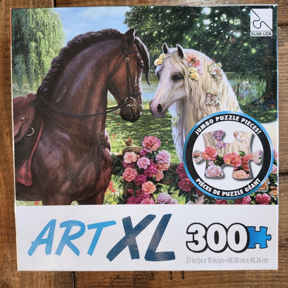 Art XL 300-Piece Puzzle - Brown and White Horses